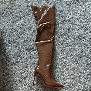 Steve Madden Cognac Patent Knee-High Boots 8.5